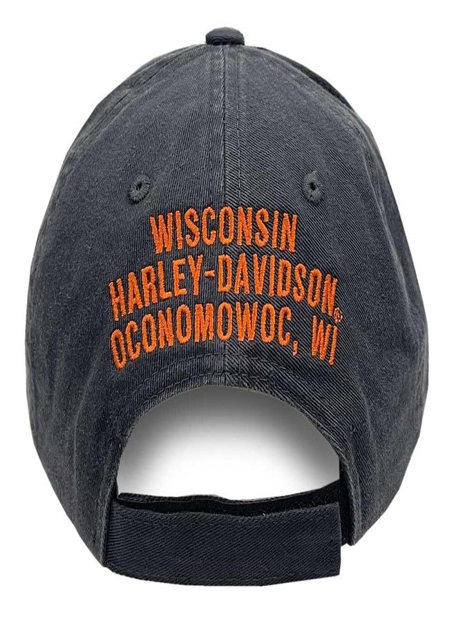 HARLEY DAVIDSON Harley-Davidson Men's Distressed Bar & Shield Adjustable Baseball Cap, Washed Gray - Image 2